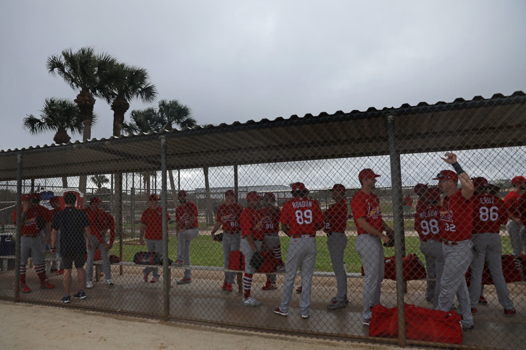 Rain shows during Saturday workout at Spring Training